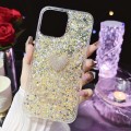 For iPhone 15 Pro Max Starry Sequin Diamond Heart Epoxy TPU Phone Case(Yellow)