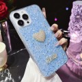 For iPhone 15 Pro Max Starry Sequin Diamond Heart Epoxy TPU Phone Case(Blue)