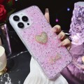 For iPhone 15 Pro Max Starry Sequin Diamond Heart Epoxy TPU Phone Case(Pink)