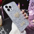 For iPhone 15 Pro Starry Sequin Diamond Heart Epoxy TPU Phone Case(Silver)