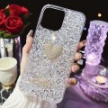 For iPhone 15 Plus Starry Sequin Diamond Heart Epoxy TPU Phone Case(Silver)