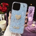 For iPhone 15 Starry Sequin Diamond Heart Epoxy TPU Phone Case(Blue)