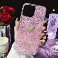 For iPhone 13 mini Starry Sequin Diamond Heart Epoxy TPU Phone Case(Pink)