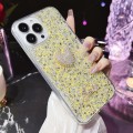 For iPhone 11 Pro Max Starry Sequin Diamond Heart Epoxy TPU Phone Case(Yellow)