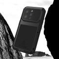 For iPhone 15 Pro LOVE MEI Metal Shockproof Life Waterproof Dustproof Phone Case(Black)