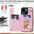 For iPhone 14 Plus Printed Double Buckle RFID Anti-theft Phone Case(Pastoral Rose)