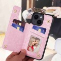 For iPhone 14 Plus Printed Double Buckle RFID Anti-theft Phone Case(Rose)