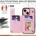 For iPhone 15 Printed Double Buckle RFID Anti-theft Phone Case(Pastoral Rose)