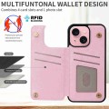 For iPhone 15 Plus Printed Double Buckle RFID Anti-theft Phone Case(Pastoral Rose)