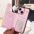 For iPhone 15 Plus Printed Double Buckle RFID Anti-theft Phone Case(Pastoral Rose)