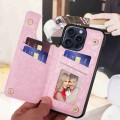 For iPhone 15 Pro Printed Double Buckle RFID Anti-theft Phone Case(Rose)