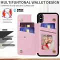 For iPhone XS / X Printed Double Buckle RFID Anti-theft Phone Case(Rose)