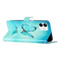 For Samsung Galaxy A05 Colored Drawing Leather Phone Case(Blue Butterfly)