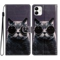 For Samsung Galaxy A05 Colored Drawing Leather Phone Case(Sunglasses Cat)