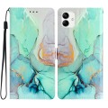 For Samsung Galaxy A05 Colored Drawing Leather Phone Case(Green Marble)