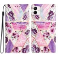 For Samsung Galaxy A05 Colored Drawing Leather Phone Case(Purple Marble)
