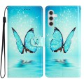 For Samsung Galaxy A05s Colored Drawing Leather Phone Case(Blue Butterfly)