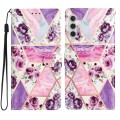 For Samsung Galaxy A05s Colored Drawing Leather Phone Case(Purple Marble)