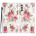 For Samsung Galaxy A05s Colored Drawing Leather Phone Case(Peonies)