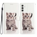 For Samsung Galaxy A05s Colored Drawing Leather Phone Case(Little Tabby Cat)