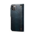 For iPhone 15 Plus Denior Oil Wax Cowhide Magnetic Button Genuine Leather Case(Dark Blue)
