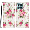 For Honor X6A Colored Drawing Leather Phone Case(Peonies)