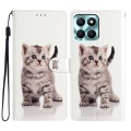 For Honor X6A Colored Drawing Leather Phone Case(Little Tabby Cat)