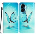 For Honor 90 Lite Colored Drawing Leather Phone Case(Blue Butterfly)