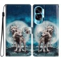 For Honor 90 Lite Colored Drawing Leather Phone Case(Twin Wolves)