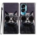 For Honor 90 Lite Colored Drawing Leather Phone Case(Sunglasses Cat)