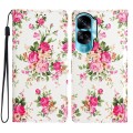 For Honor 90 Lite Colored Drawing Leather Phone Case(Peonies)