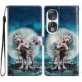 For Honor 90 Colored Drawing Leather Phone Case(Twin Wolves)