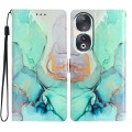 For Honor 90 Colored Drawing Leather Phone Case(Green Marble)