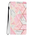 For Honor 90 Pro Colored Drawing Leather Phone Case(Pink Marble)