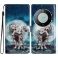 For Huawei Mate 60 Colored Drawing Leather Phone Case(Twin Wolves)