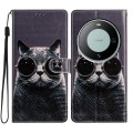 For Huawei Mate 60 Colored Drawing Leather Phone Case(Sunglasses Cat)