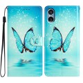 For Sony Xperia 5 V Colored Drawing Leather Phone Case(Blue Butterfly)