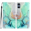 For Sony Xperia 5 V Colored Drawing Leather Phone Case(Green Marble)