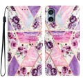 For Sony Xperia 5 V Colored Drawing Leather Phone Case(Purple Marble)