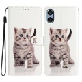 For Sony Xperia 5 V Colored Drawing Leather Phone Case(Little Tabby Cat)