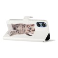 For Sony Xperia 5 V Colored Drawing Leather Phone Case(Little Tabby Cat)
