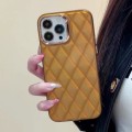 For iPhone 15 Pro 3D Rhombus Electroplating TPU Hybrid PC Phone Case(Gold)