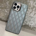 For iPhone 14 Plus 3D Rhombus Electroplating TPU Hybrid PC Phone Case(Grey)