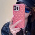 For iPhone 12 3D Rhombus Electroplating TPU Hybrid PC Phone Case(Rose Red)