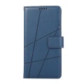 For iPhone SE 2022 / SE 2020 PU Genuine Leather Texture Embossed Line Phone Case(Blue)