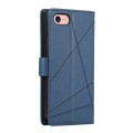 For iPhone SE 2022 / SE 2020 PU Genuine Leather Texture Embossed Line Phone Case(Blue)