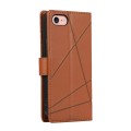For iPhone SE 2022 / SE 2020 PU Genuine Leather Texture Embossed Line Phone Case(Brown)