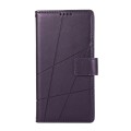 For iPhone SE 2022 / SE 2020 PU Genuine Leather Texture Embossed Line Phone Case(Purple)