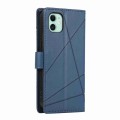 For iPhone 11 PU Genuine Leather Texture Embossed Line Phone Case(Blue)