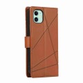 For iPhone 11 PU Genuine Leather Texture Embossed Line Phone Case(Brown)